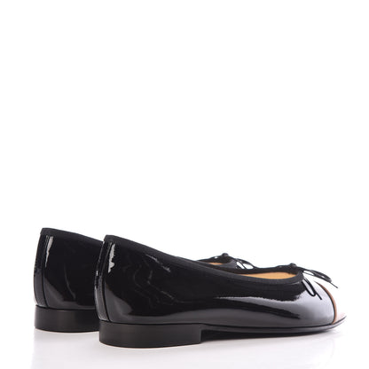 Chanel Patent CC Cap Toe Ballerina Flats 36.5 Black Beige 4 of 8