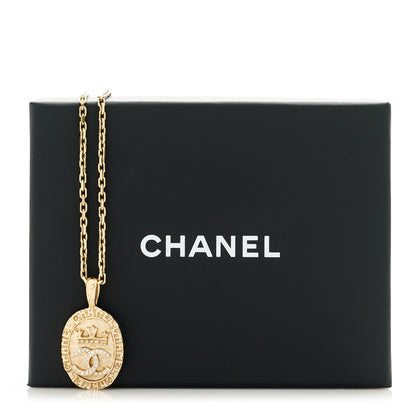 Chanel Crystal CC Medallion Necklace Gold 6 of 6
