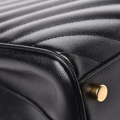 Saint Laurent Grain De Poudre Matelasse Chevron Monogram Shopping Bag Black 12 of 15