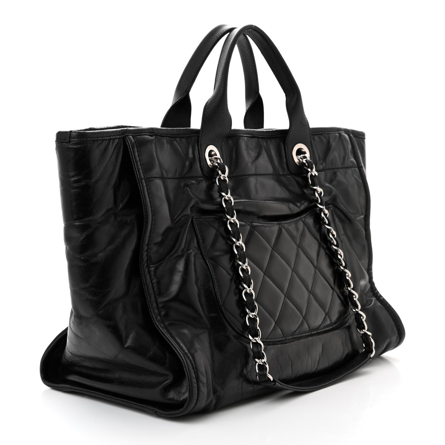 Chanel Glazed Calfskin Medium Deauville Tote Black 3 of 10