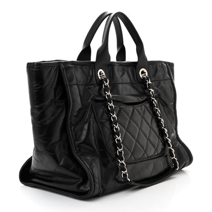 Chanel Glazed Calfskin Medium Deauville Tote Black 3 of 10