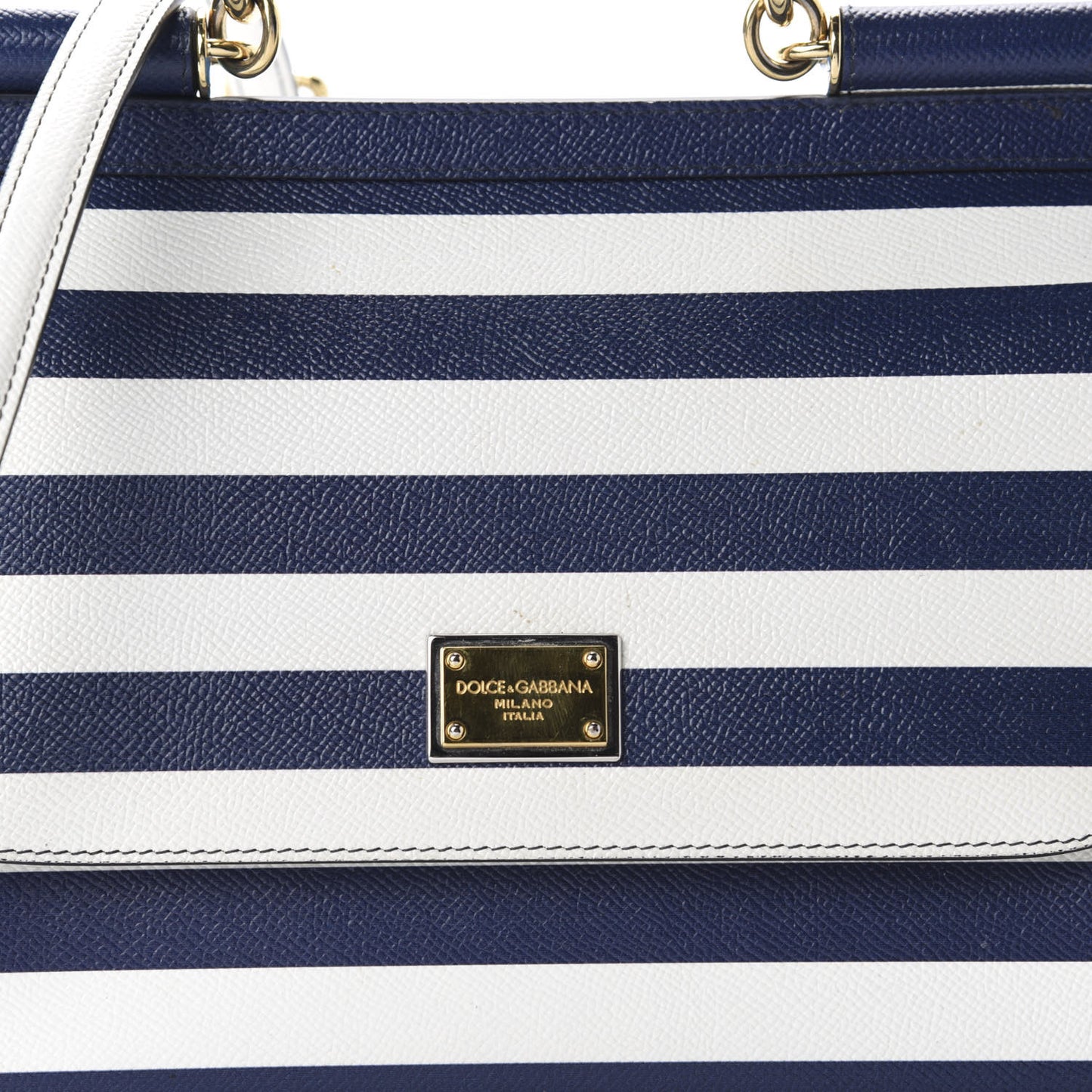 Stripe Dauphine Medium Miss Sicily Satchel Blue White