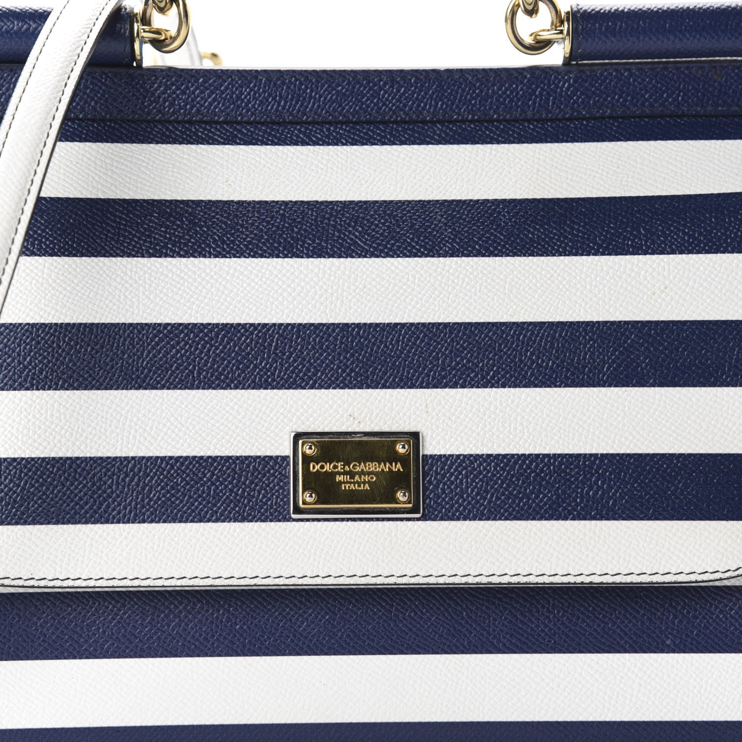 Dolce & Gabbana Stripe Dauphine Medium Miss Sicily Satchel Blue White 9 of 9