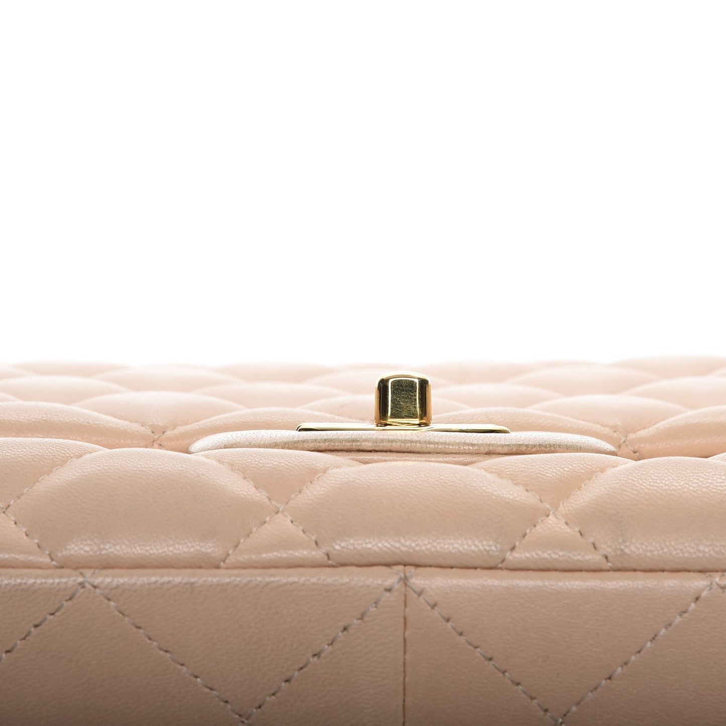 Lambskin Quilted Jumbo Single Flap Beige