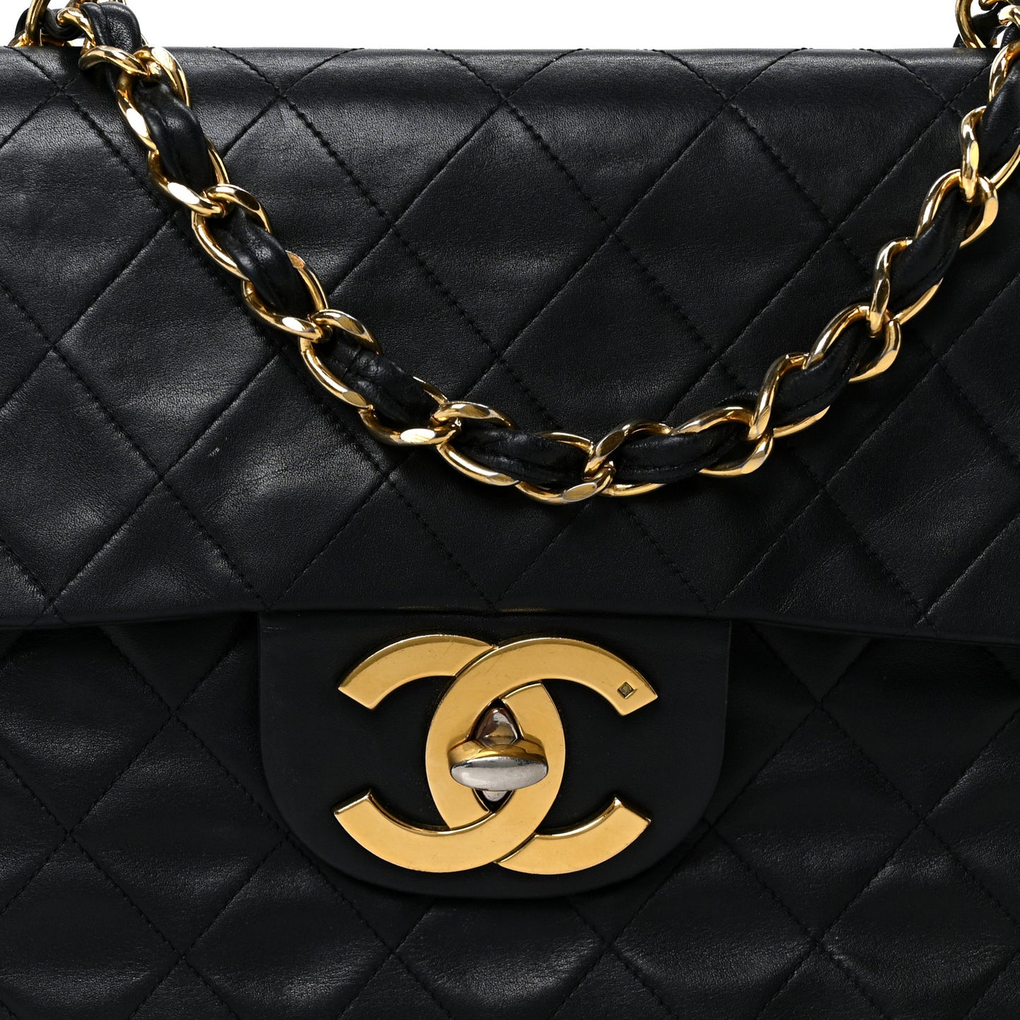 Lambskin Quilted XL Jumbo Single Flap Black