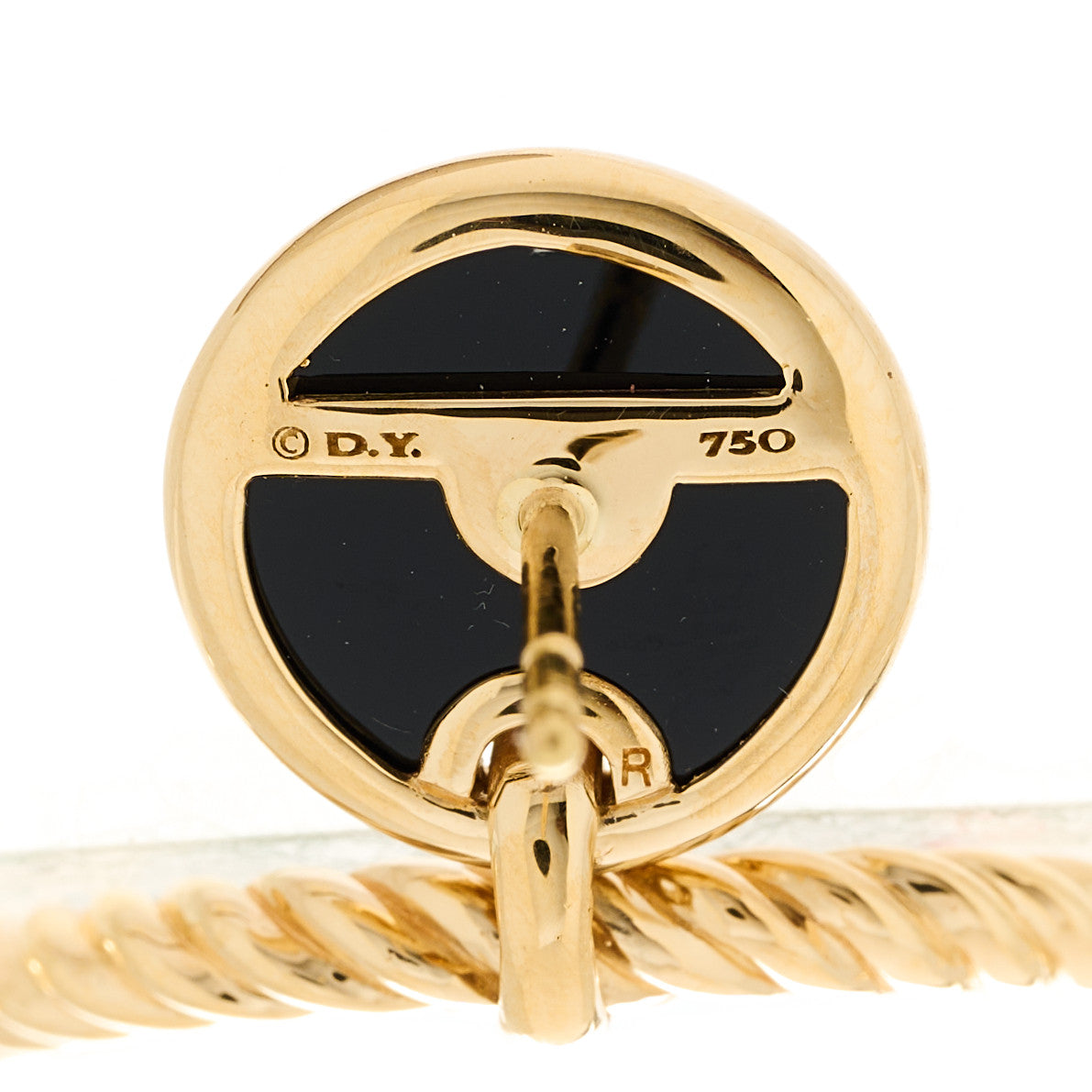DAVID YURMAN 18K Yellow Gold Onyx DY Elements Double Drop Earrings