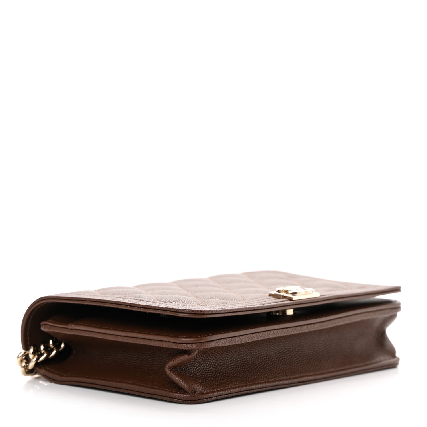 Chanel Caviar Quilted Boy Wallet On Chain WOC Dark Brown 4 of 14