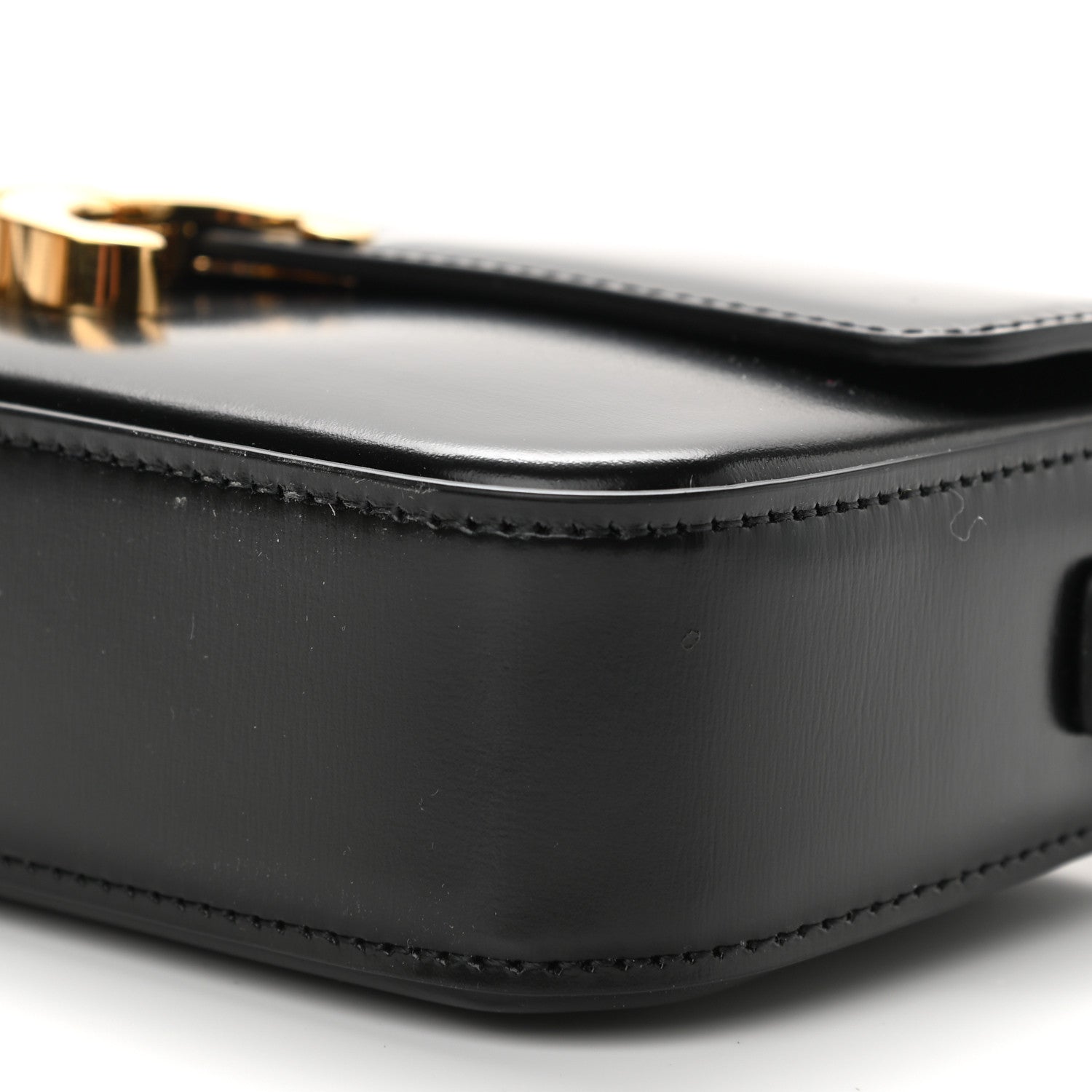Celine Shiny Calfskin Triomphe Shoulder Bag Black 11 of 11