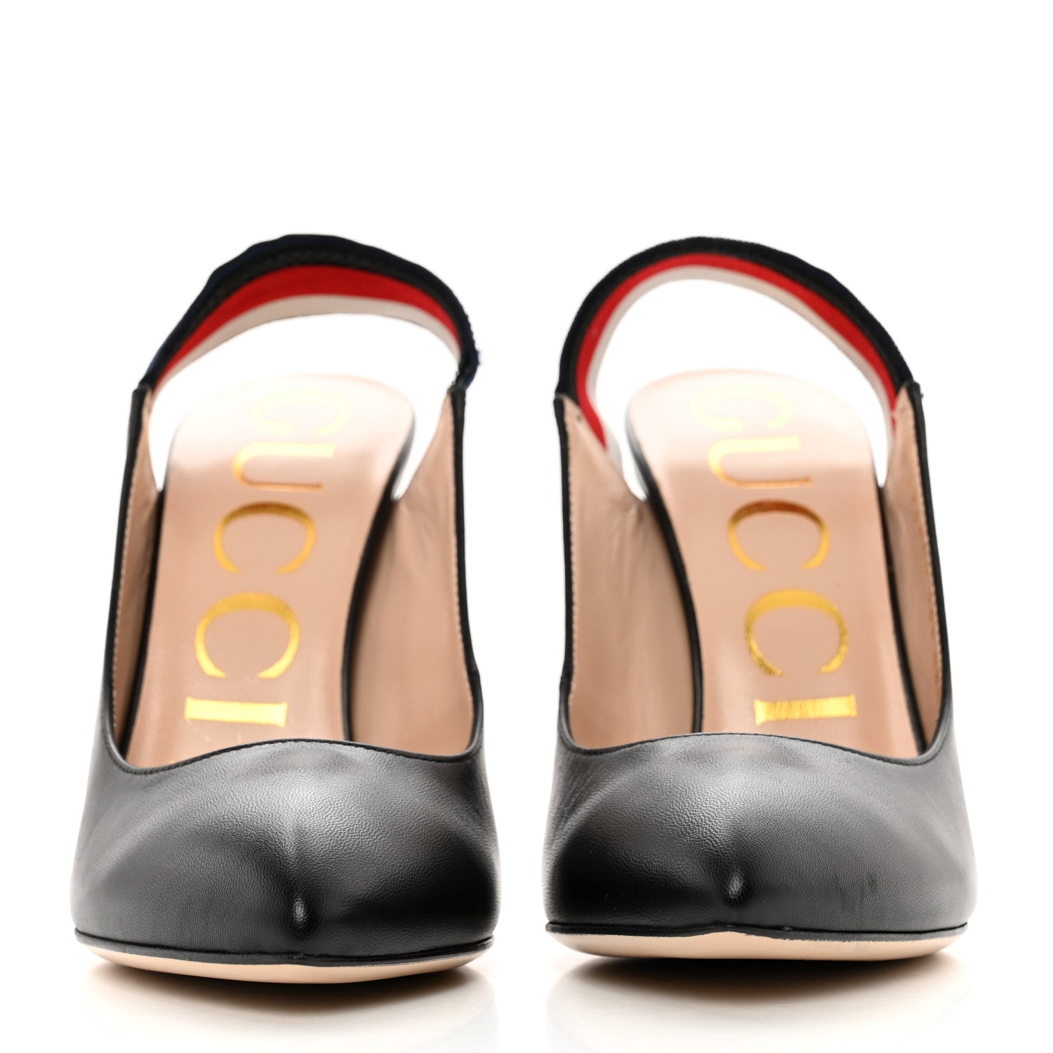 Gucci Malaga Kid Web Sylvie High Heel Slingback Pumps 36.5 Black 2 of 9