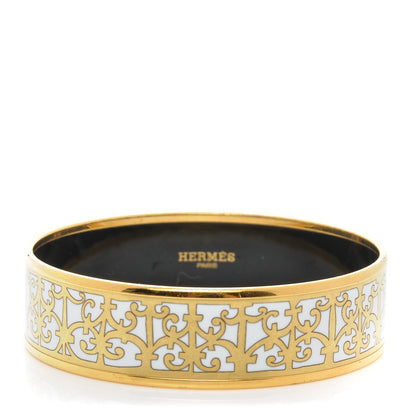 Hermes Enamel Printed Wide Balcons du Guadalquivir Bracelet 65 Gold 1 of 5