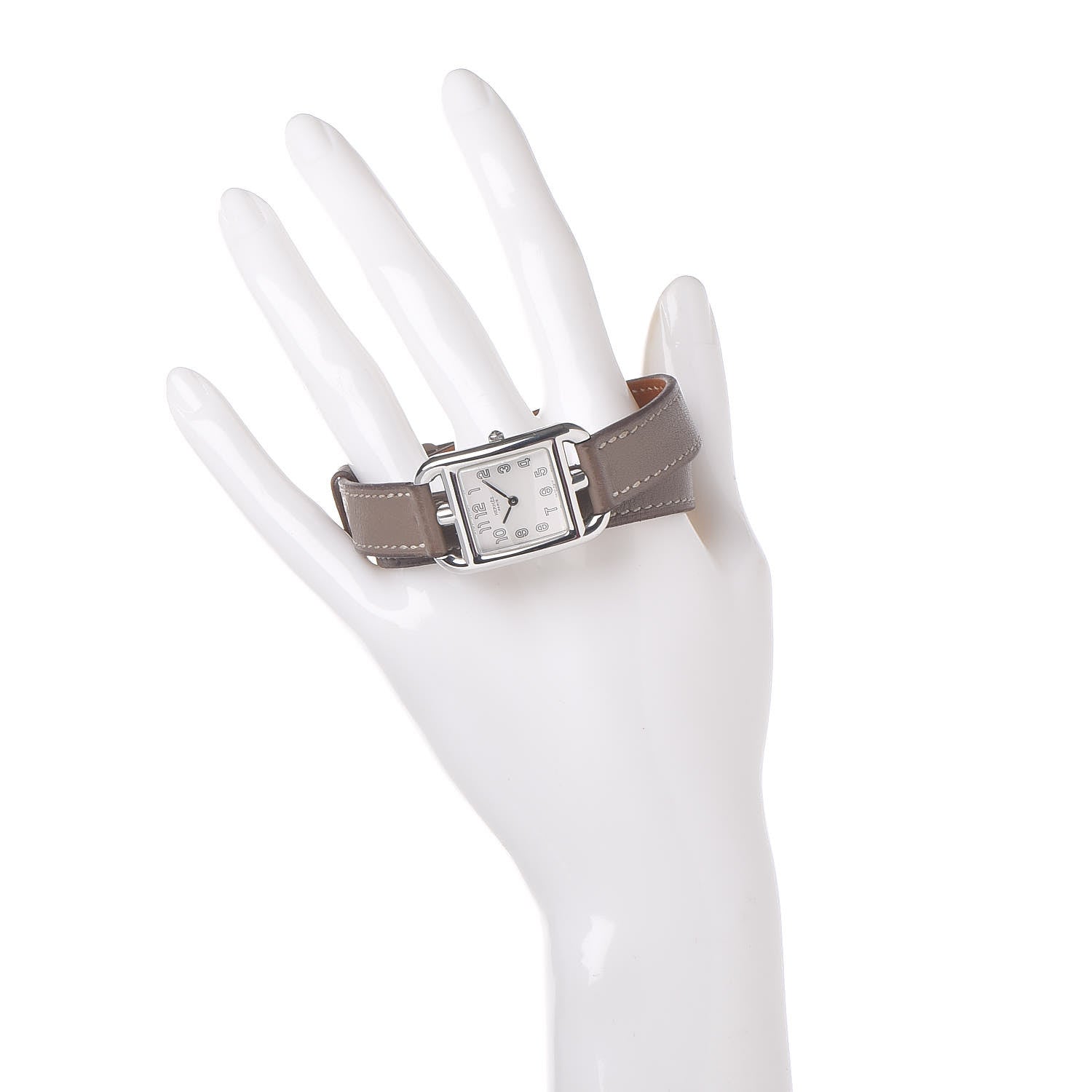 Hermes Stainless Steel Swift 23mm Cape Cod Double Tour Quartz Watch Etoupe 2 of 8