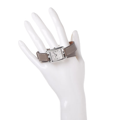 Hermes Stainless Steel Swift 23mm Cape Cod Double Tour Quartz Watch Etoupe 2 of 8