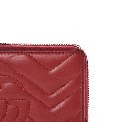 Gucci Calfskin Matelasse GG Marmont Zip Around Wallet Hibiscus Red 12 of 15