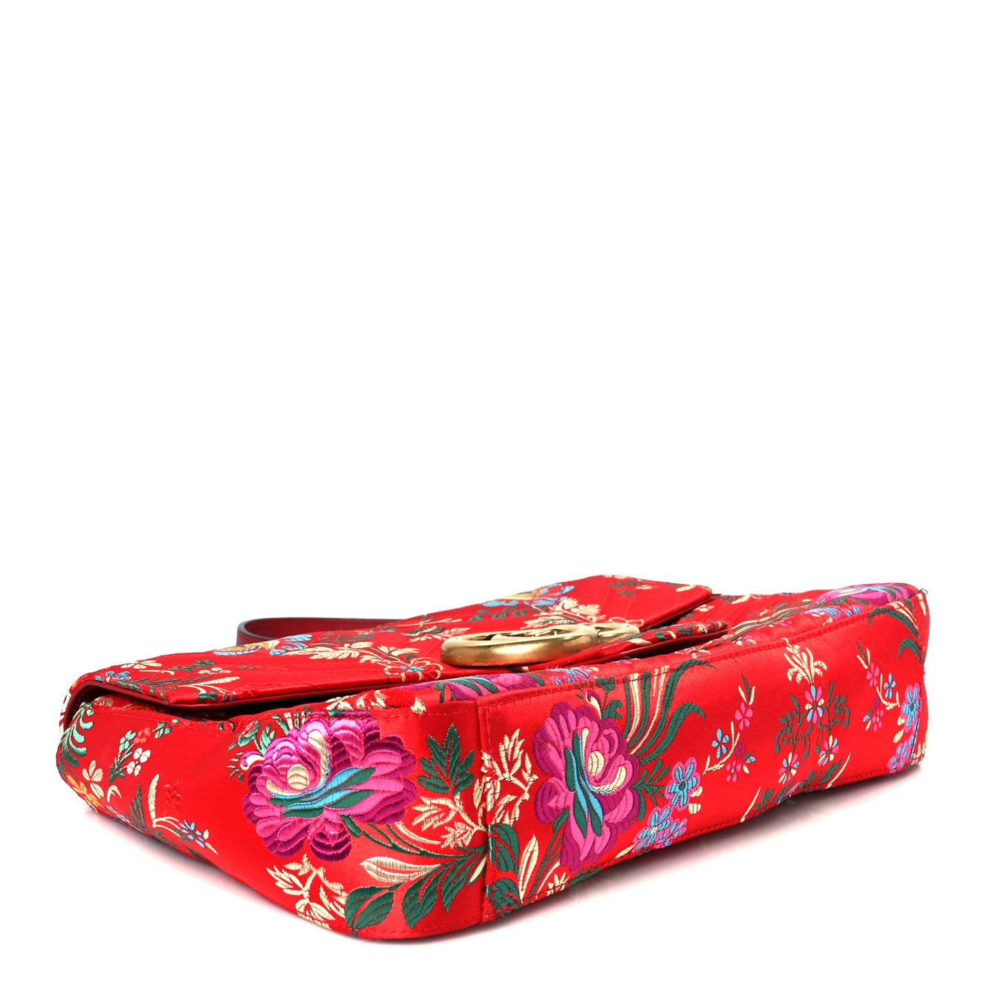 Jacquard Matelasse Floral Medium GG Marmont Shoulder Bag Red