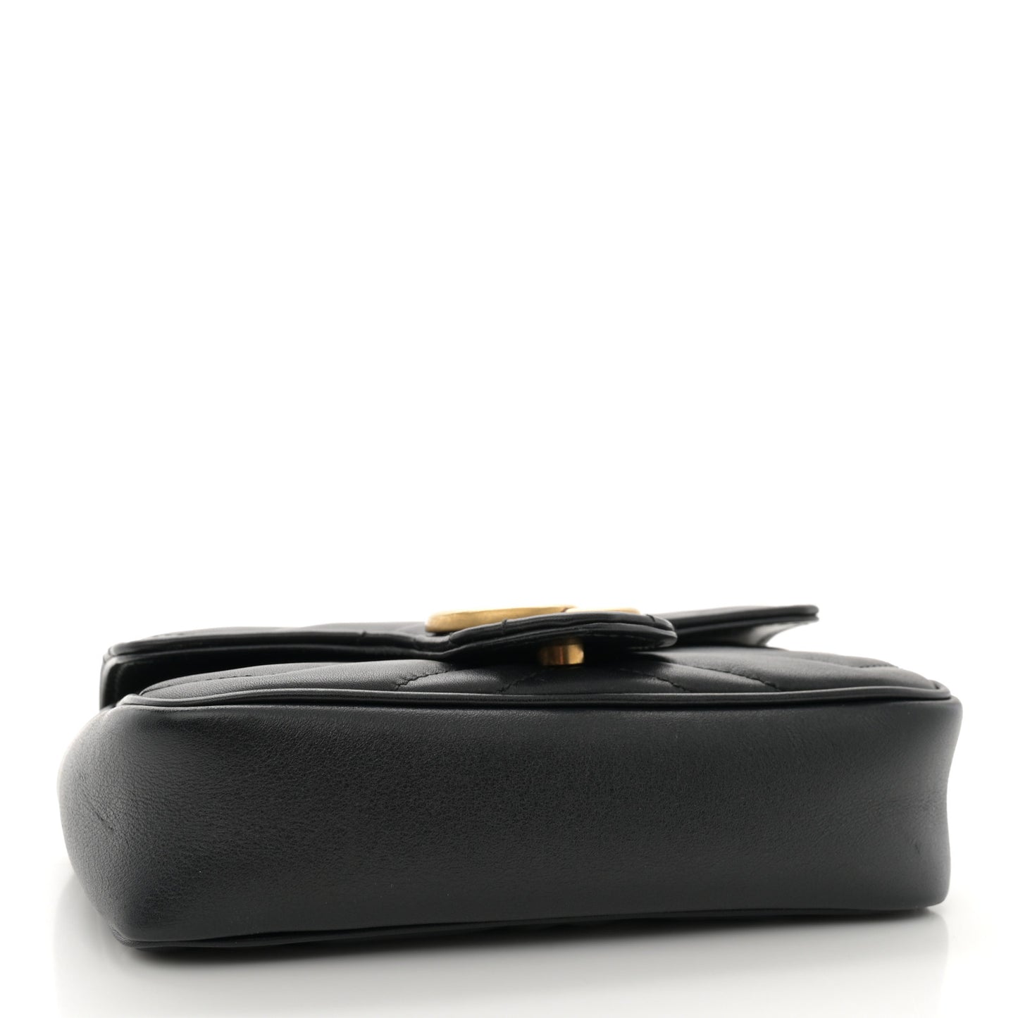 Calfskin Matelasse Super Mini GG Marmont Shoulder Bag Black