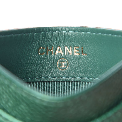 Chanel Metallic Caviar Quilted Card Holder Green 6 of 9