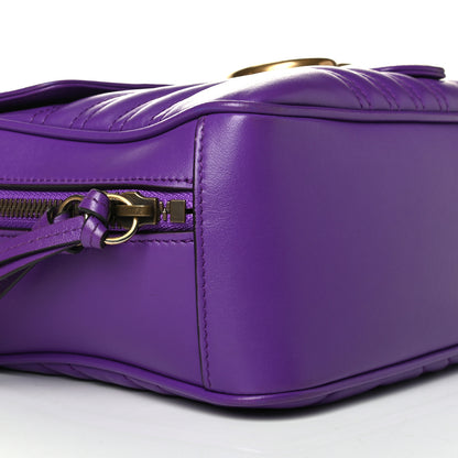 Gucci Calfskin Matelasse Sylvie Web Small GG Marmont Top Handle Shoulder Bag Shine Purple 7 of 8