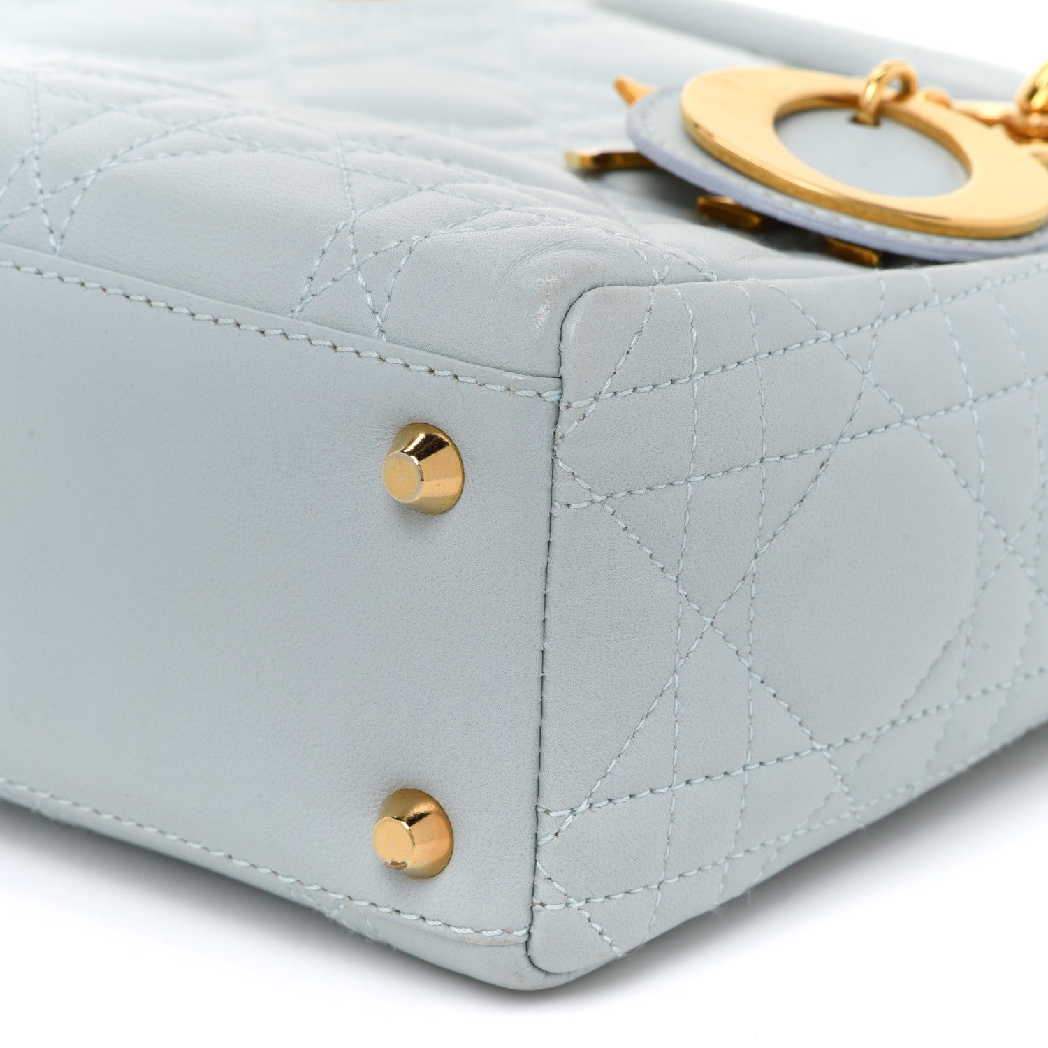 Christian Dior Lambskin Cannage Mini Lady Dior Light Blue 10 of 12