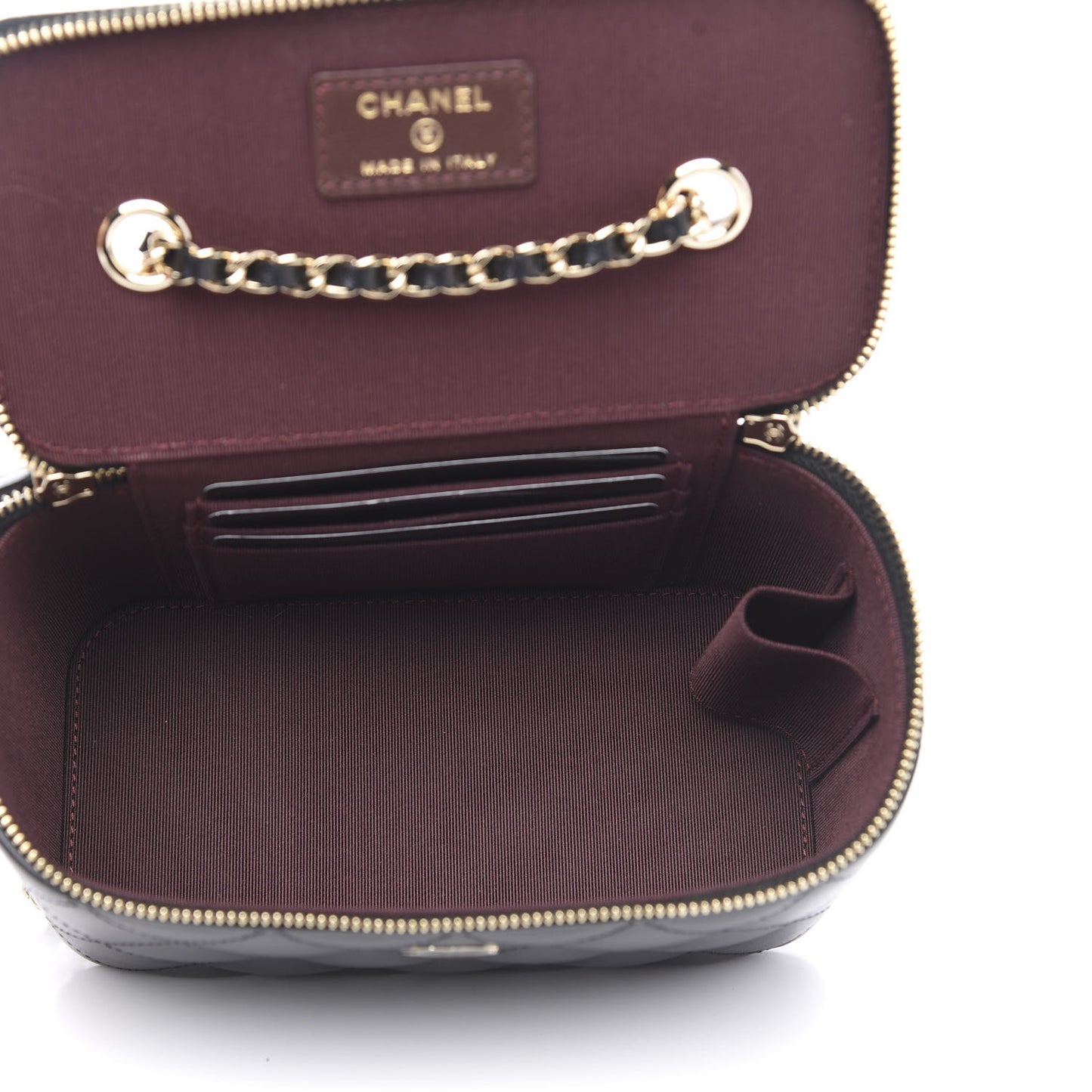Lambskin Quilted Small Vanity Case With Chain Black