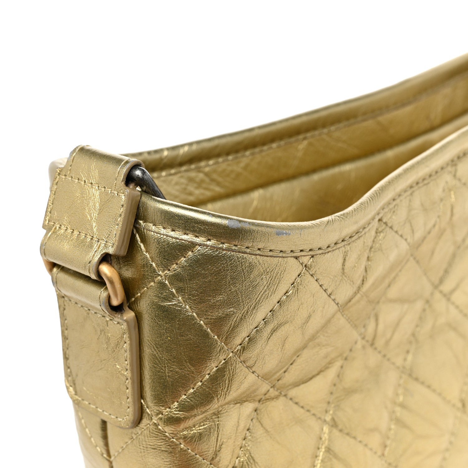 Chanel Metallic Lambskin Calfskin Quilted Medium Gabrielle Hobo Gold 20 of 20