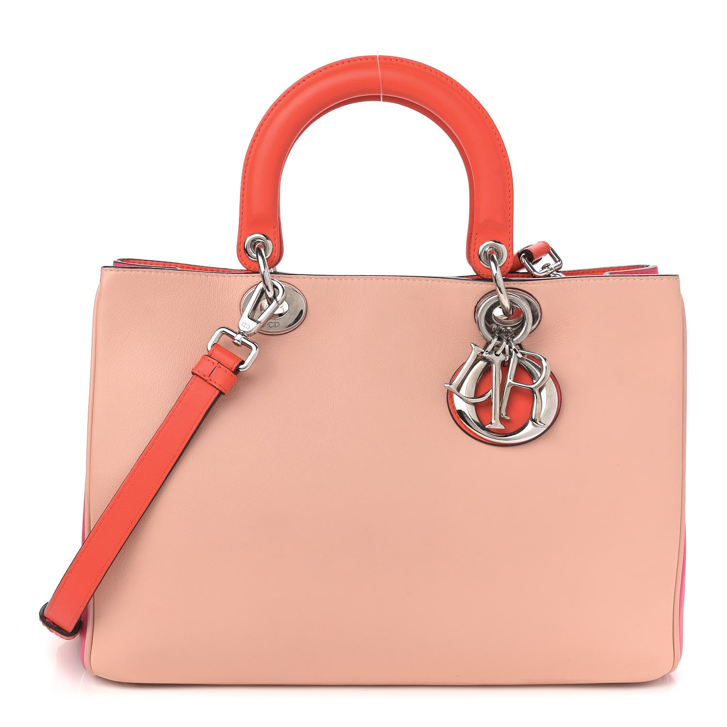 Christian Dior Smooth Calfskin Medium Tri-Color Diorissimo Tote Pink Fuchsia Orange 1 of 8
