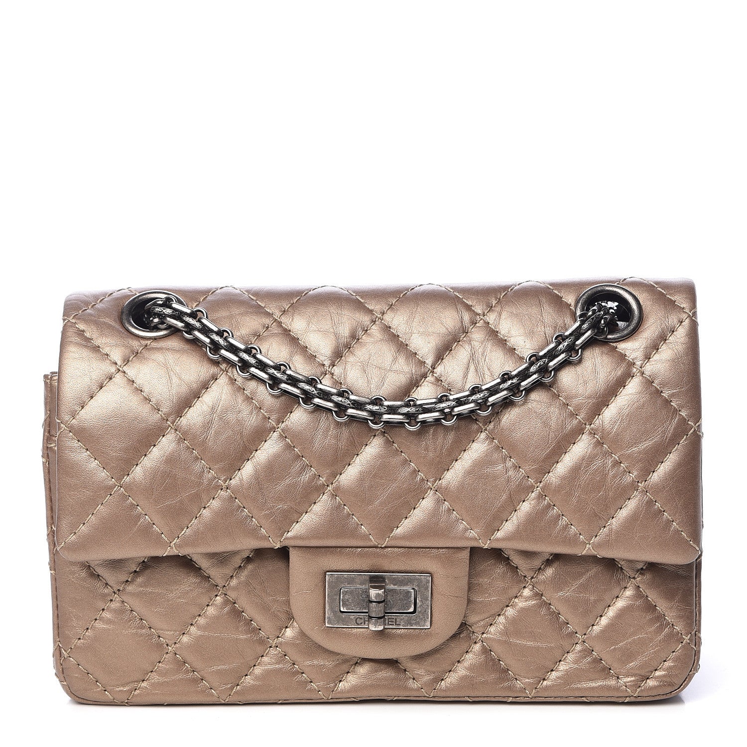 Chanel Metallic Calfskin Quilted 2.55 Reissue 224 Flap Gold 1 of 11