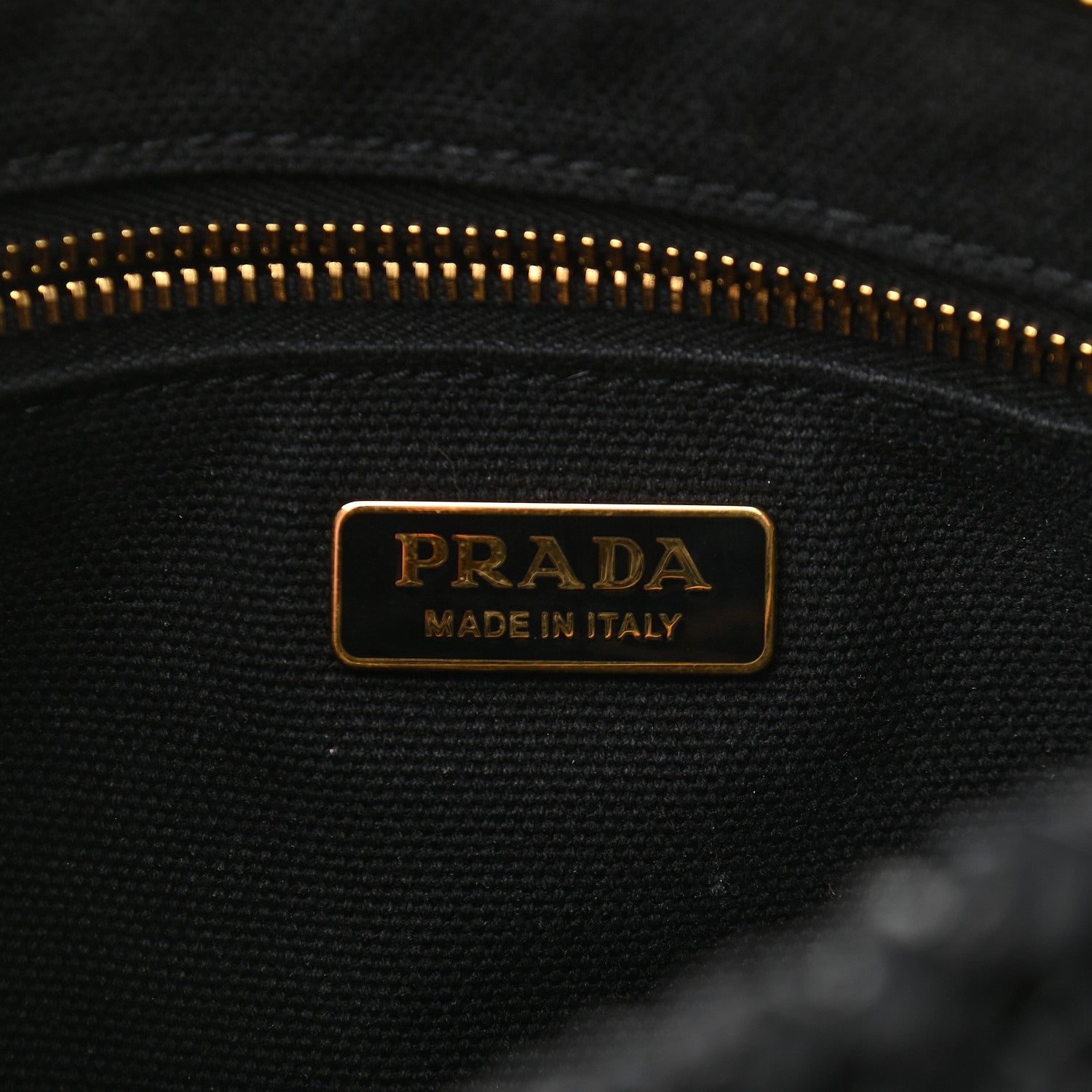 Prada Raffia Woven Crossbody Black 6 of 10