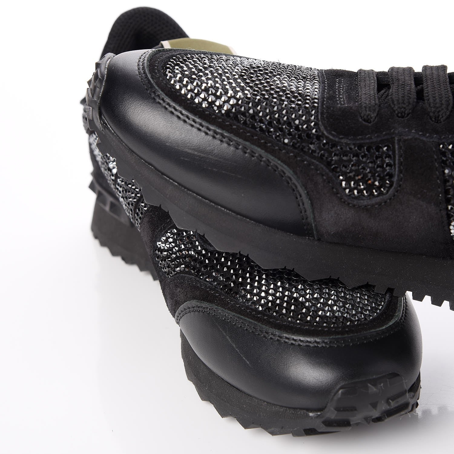 Valentino Garavani Glitter Suede Womens Rockrunner Sneakers 38 Black 9 of 10