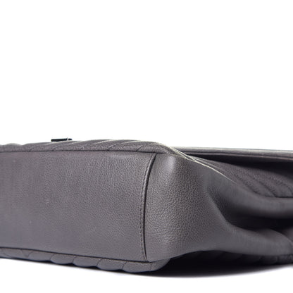 Saint Laurent Sheepskin Matelasse Chevron Monogram Large College Satchel Dark Anthracite 9 of 10