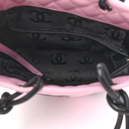 Chanel Calfskin Quilted Medium Cambon Tote Pink Black 5 of 11