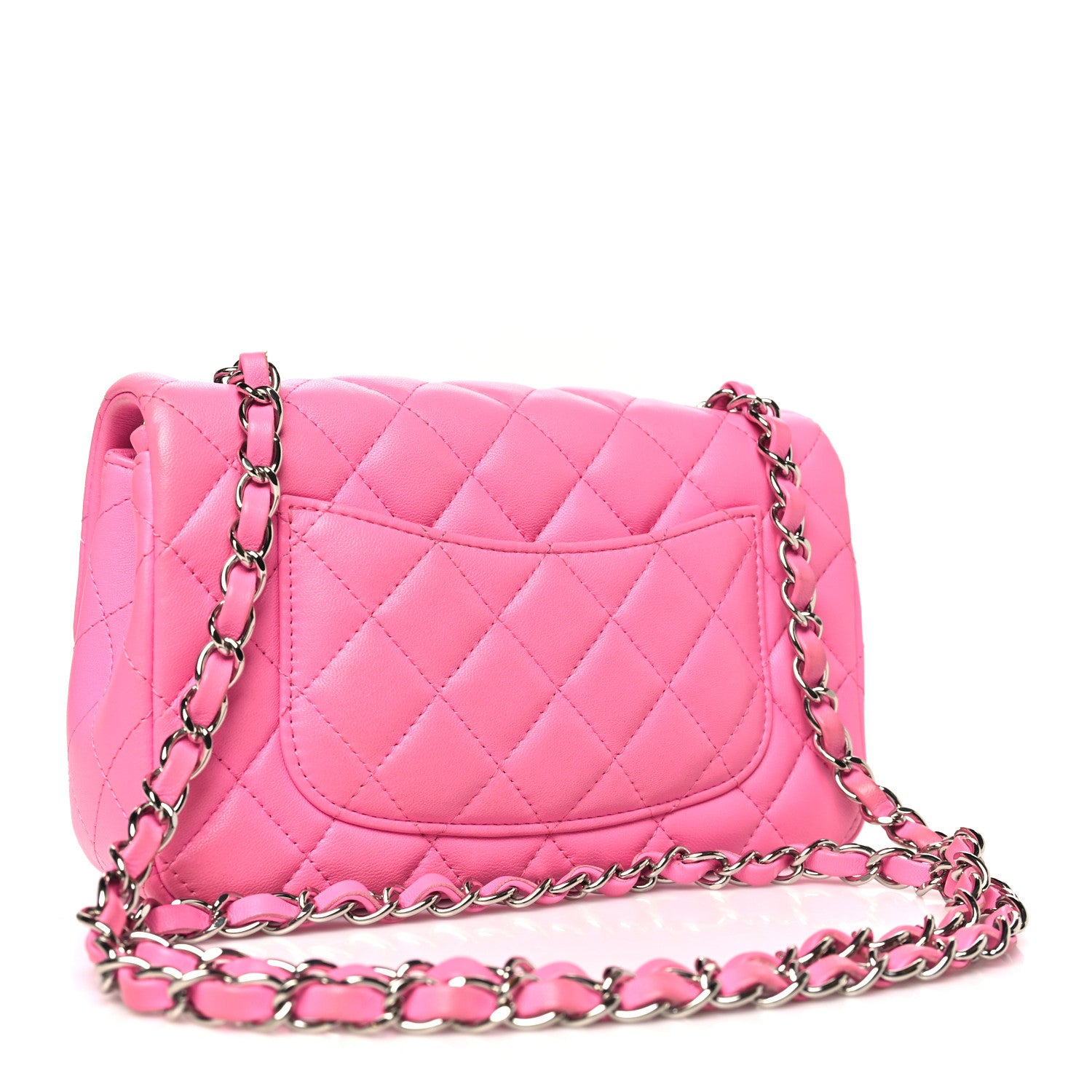 Chanel Lambskin Quilted Mini Rectangular Flap Neon Pink 2 of 11