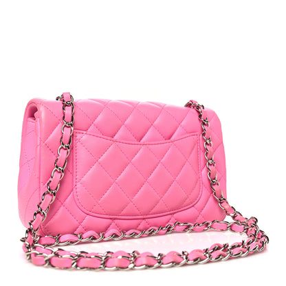Chanel Lambskin Quilted Mini Rectangular Flap Neon Pink 2 of 11