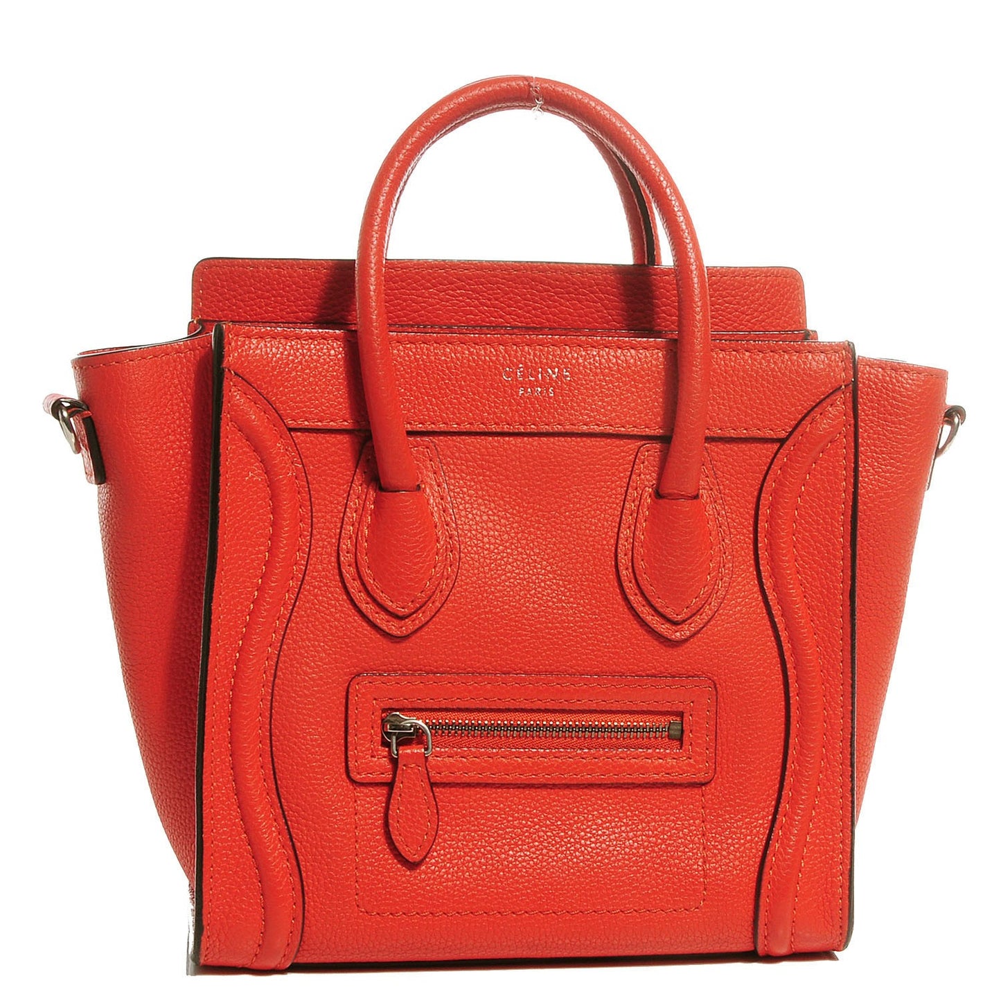 Drummed Calfskin Nano Luggage Vermillion