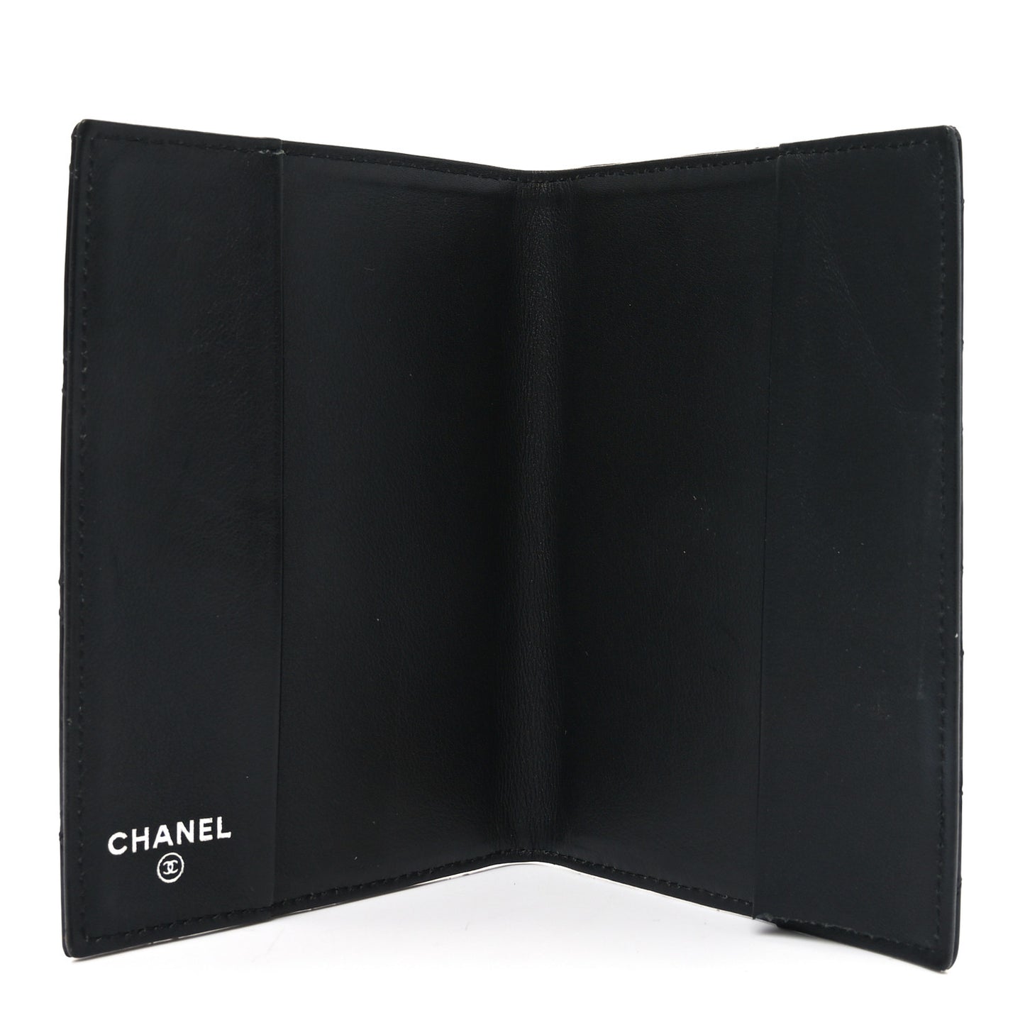 Patent Calfskin Quilted Passport Holder Black