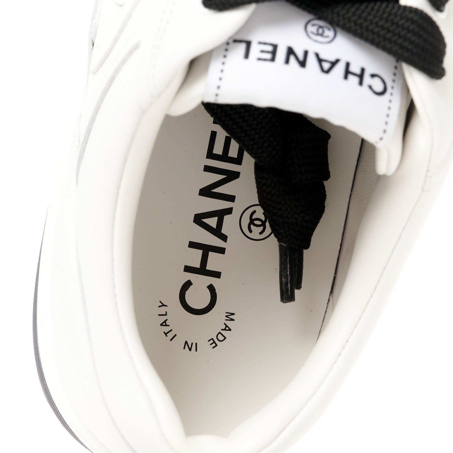 Chanel Calfskin CC Womens Sneakers 40 White Black 9 of 11