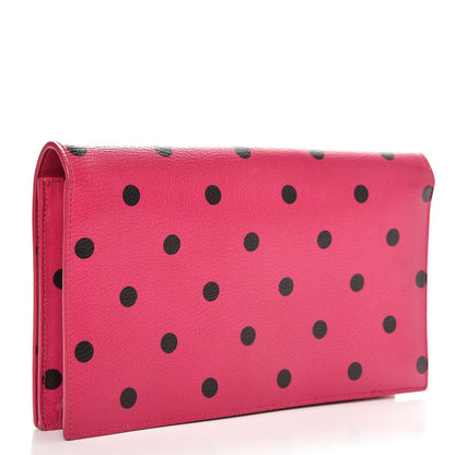 Saint Laurent Calfskin Polka Dots Classic Monogram Clutch Pink 3 of 7