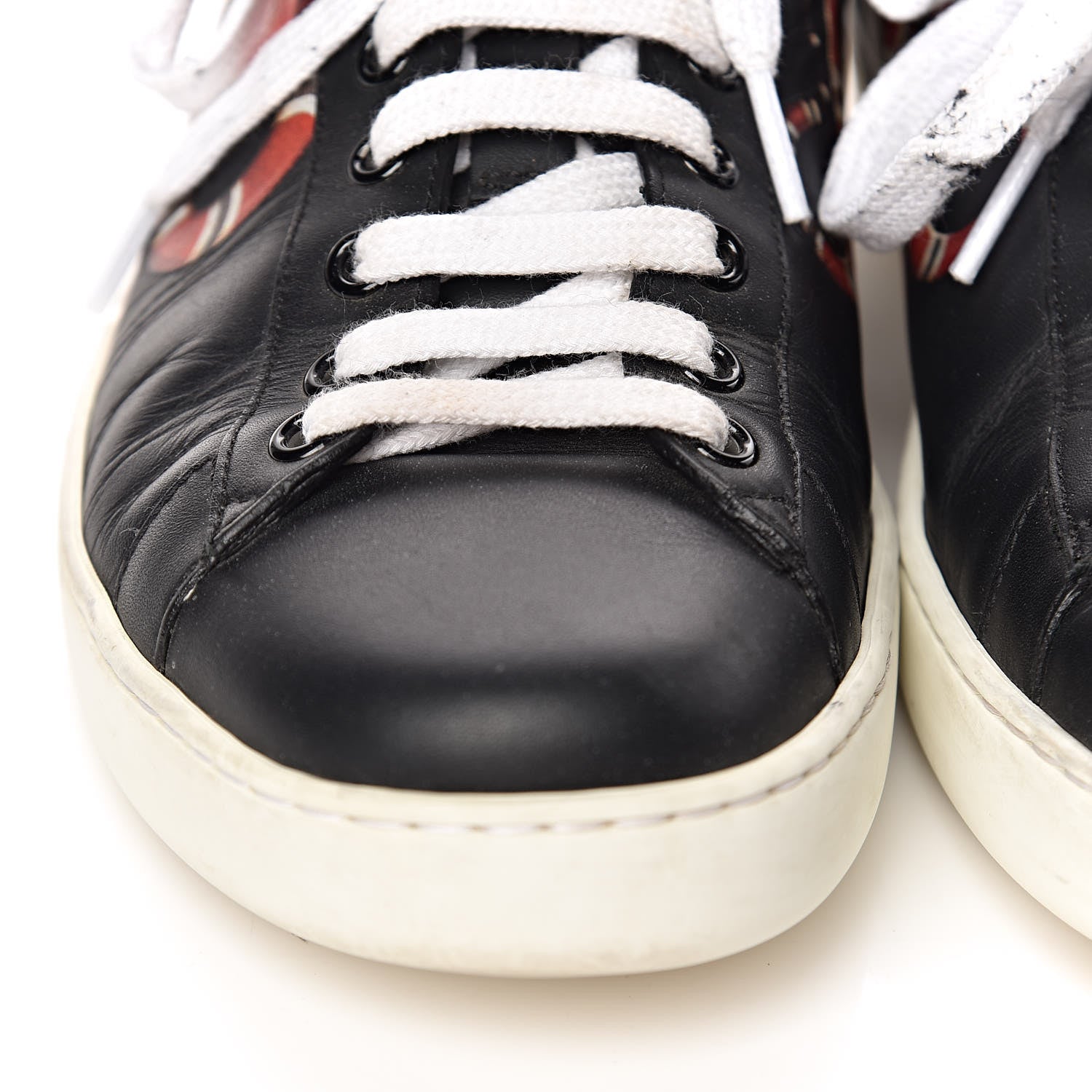 Gucci Calfskin Kingsnake Mens Ace Sneakers 7 Black Multicolor 16 of 18