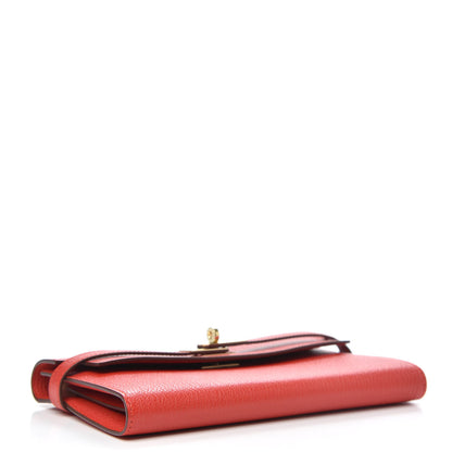 Hermes Chevre Mysore Kelly Longue Wallet Rouge Tomate 4 of 8