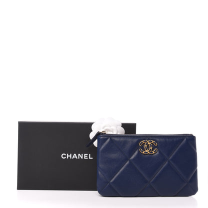 Chanel Lambskin Quilted Small Chanel 19 Pouch Navy 8 of 8