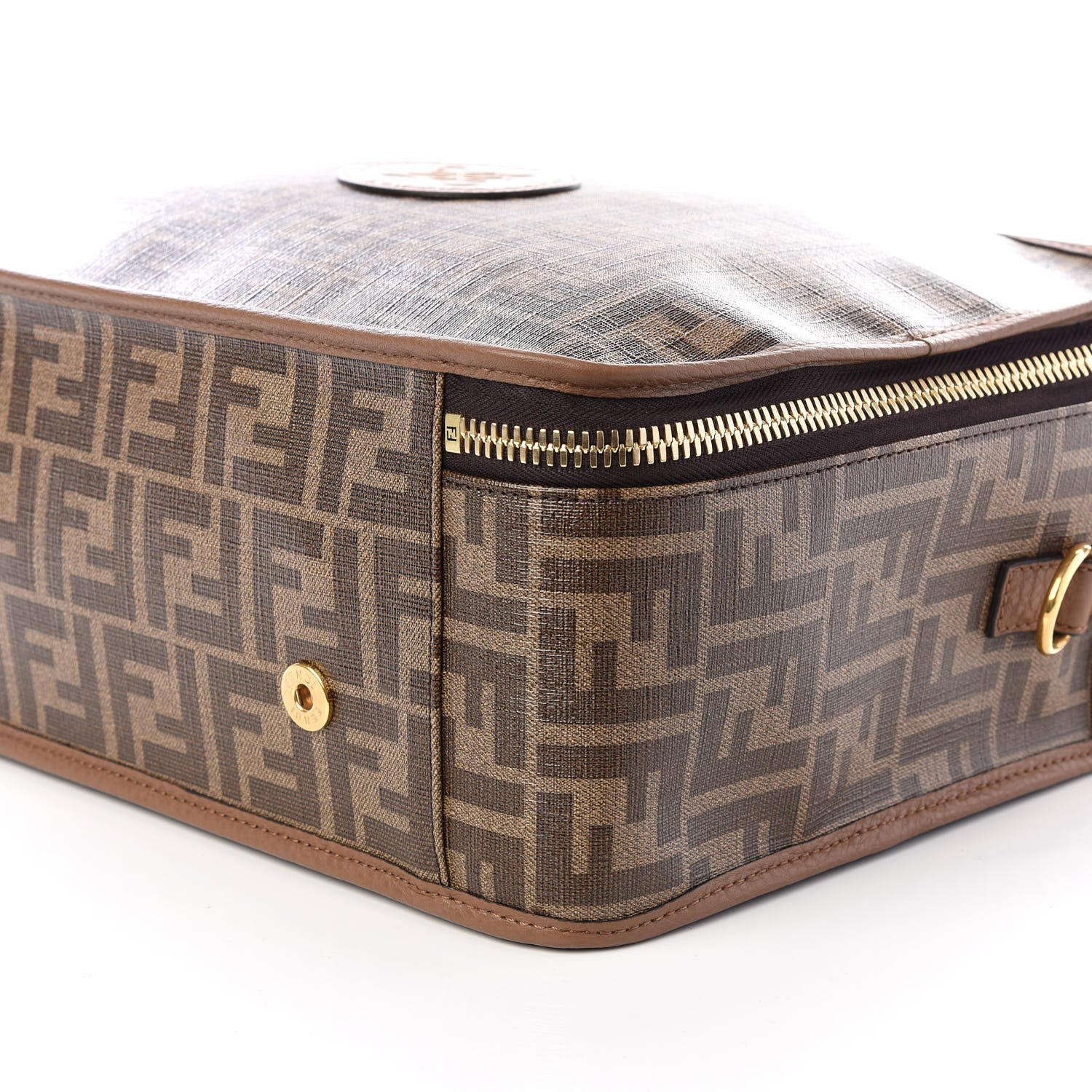 Fendi Glazed Fabric FF 1974 Karligraphy Small Travel Bag Mogano Panna 6 of 9