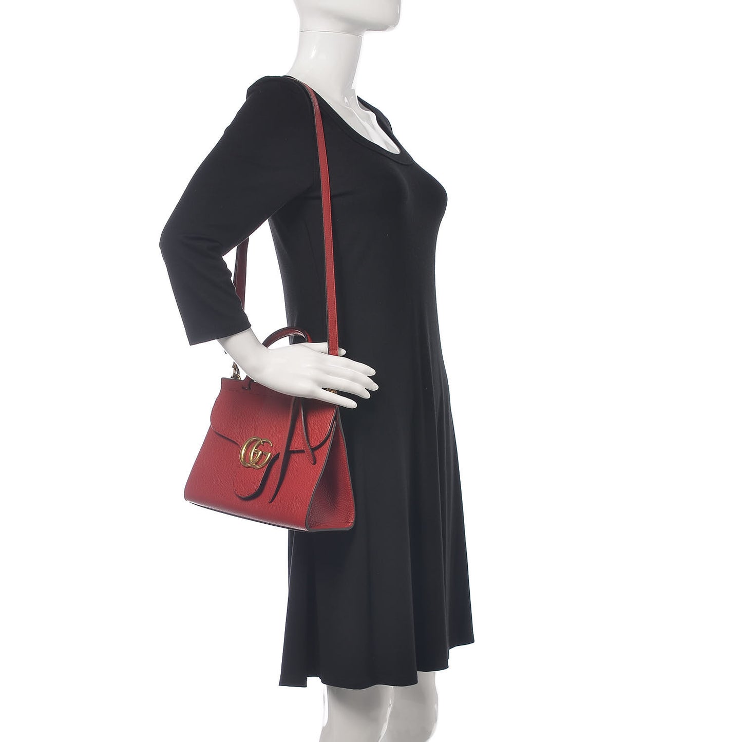 Calfskin Mini GG Marmont Top Handle Bag Vulcanic Red