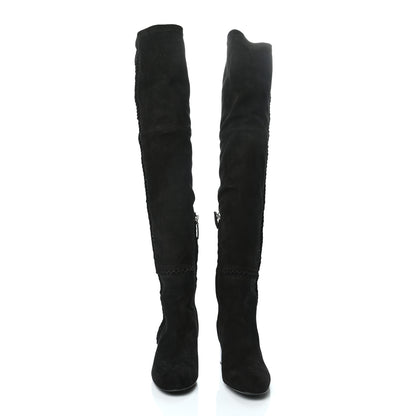 Hermes Suede Goatskin Decibel Thigh-High Boots 37.5 Black 2 of 7