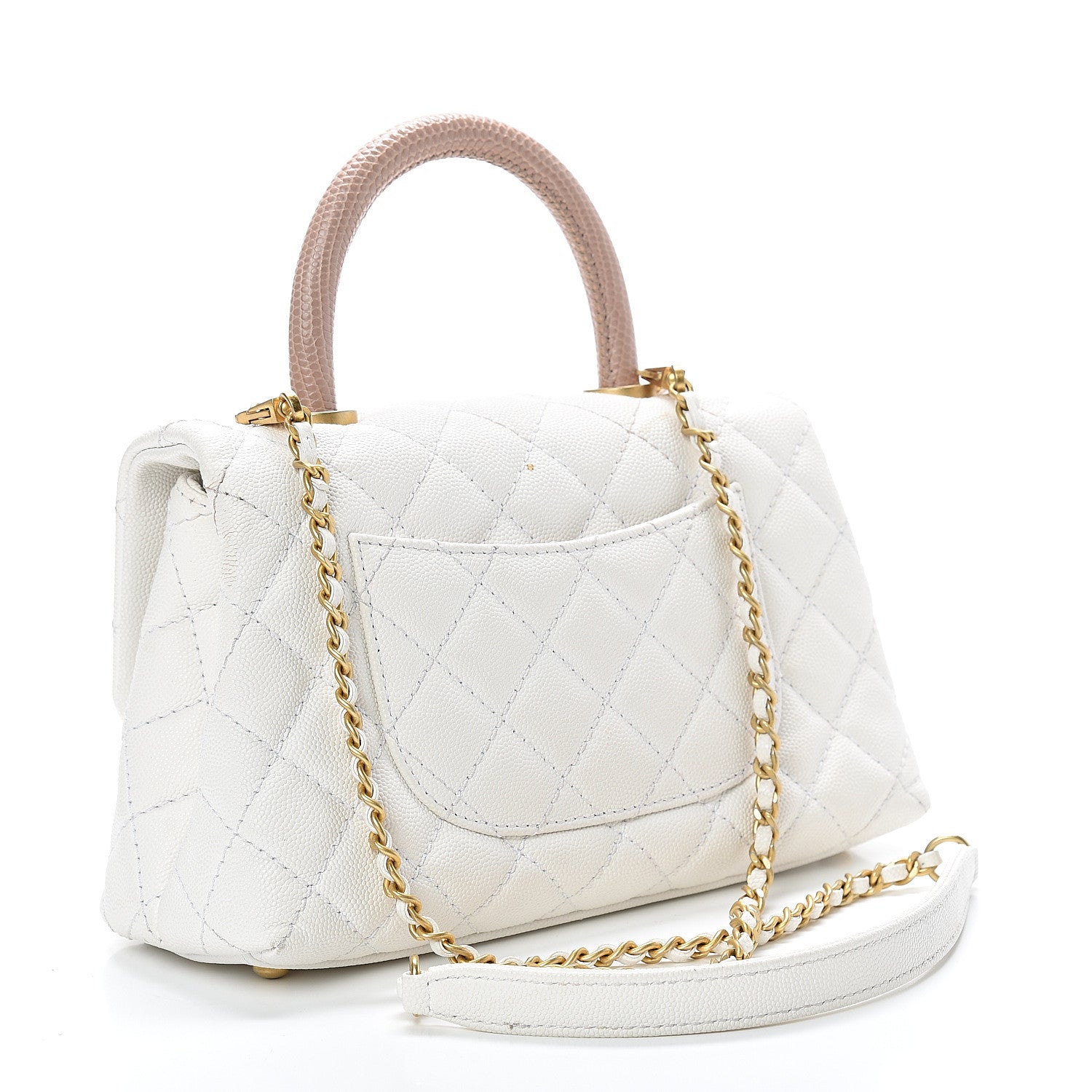 Chanel Caviar Lizard Quilted Mini Coco Handle Flap White 2 of 15