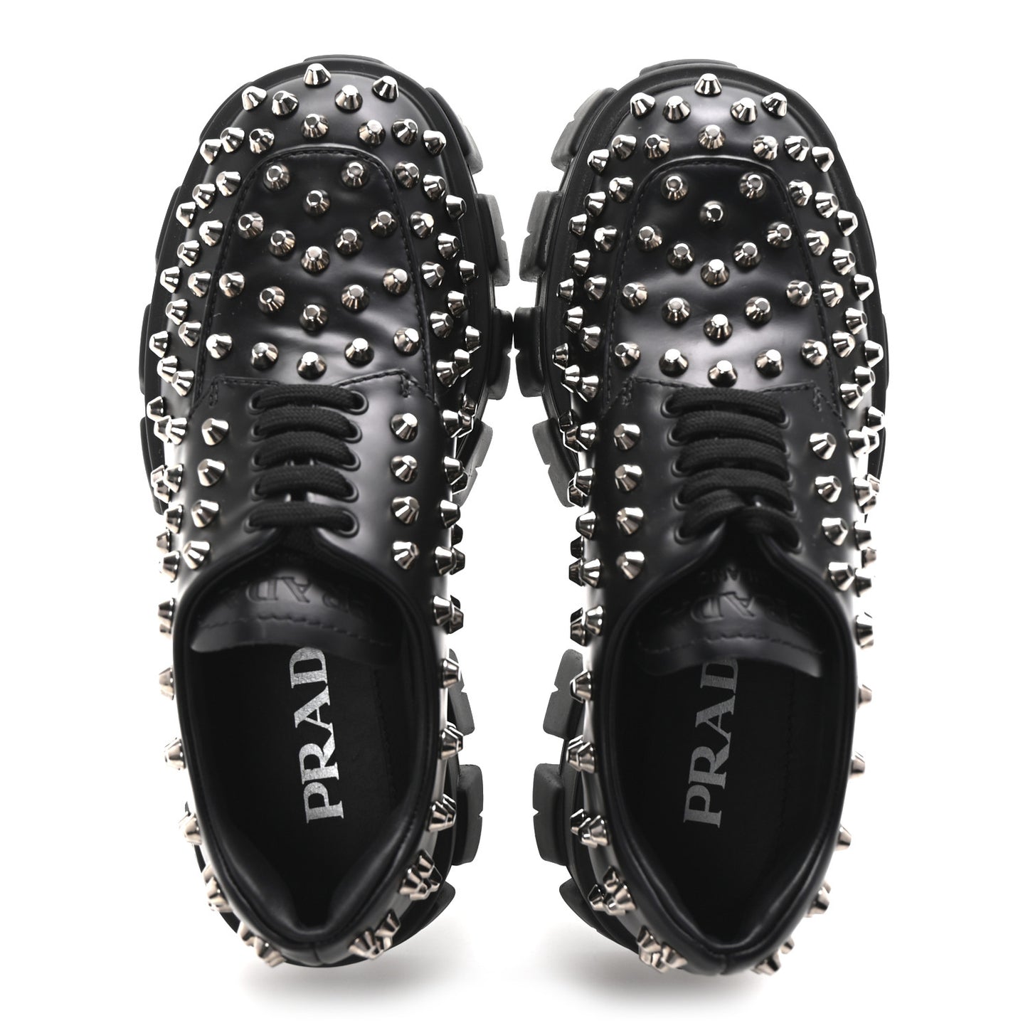Spazzolato Rois Studded Lace Up Monolith 55mm Derby Loafers 36 Black