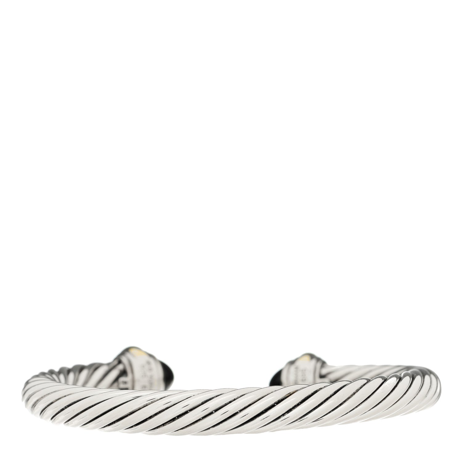 David Yurman Sterling Silver 14K Yellow Gold Black Onyx 7mm Cable Classics Bracelet 2 of 3
