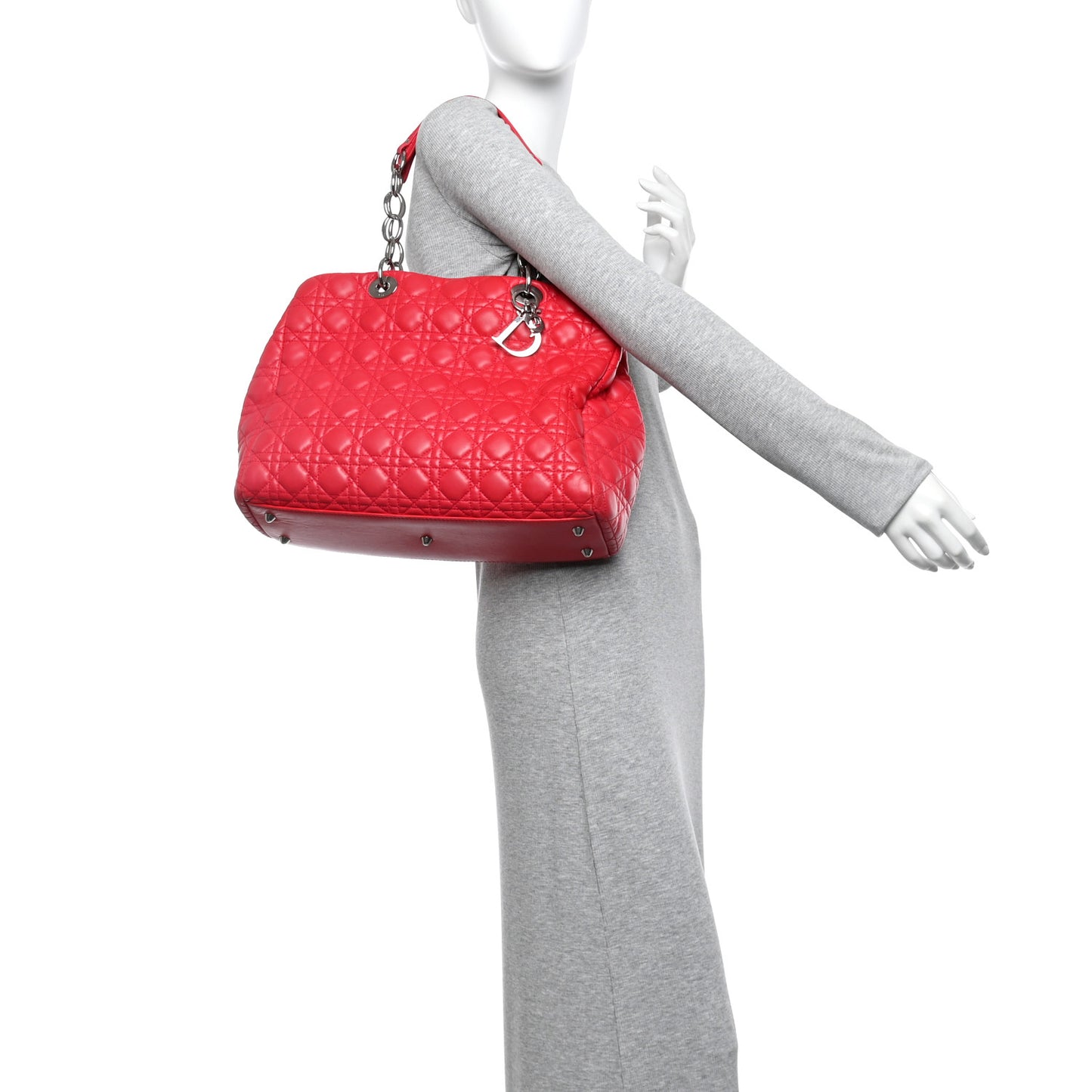 Lambskin Cannage Large Dior Soft Shopping Tote Fuchsia