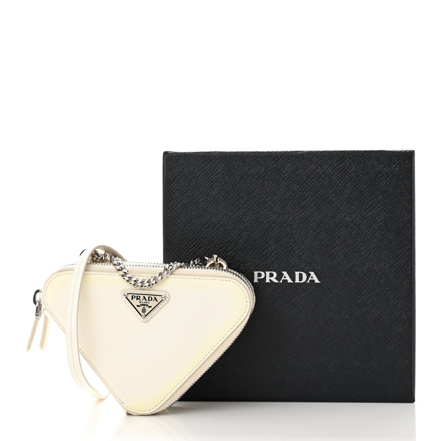 Prada Saffiano Mini Triangle Crossbody Pouch White 1304304