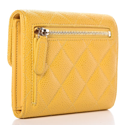 Chanel Caviar Quilted Compact Flap Wallet Yellow 3 of 10