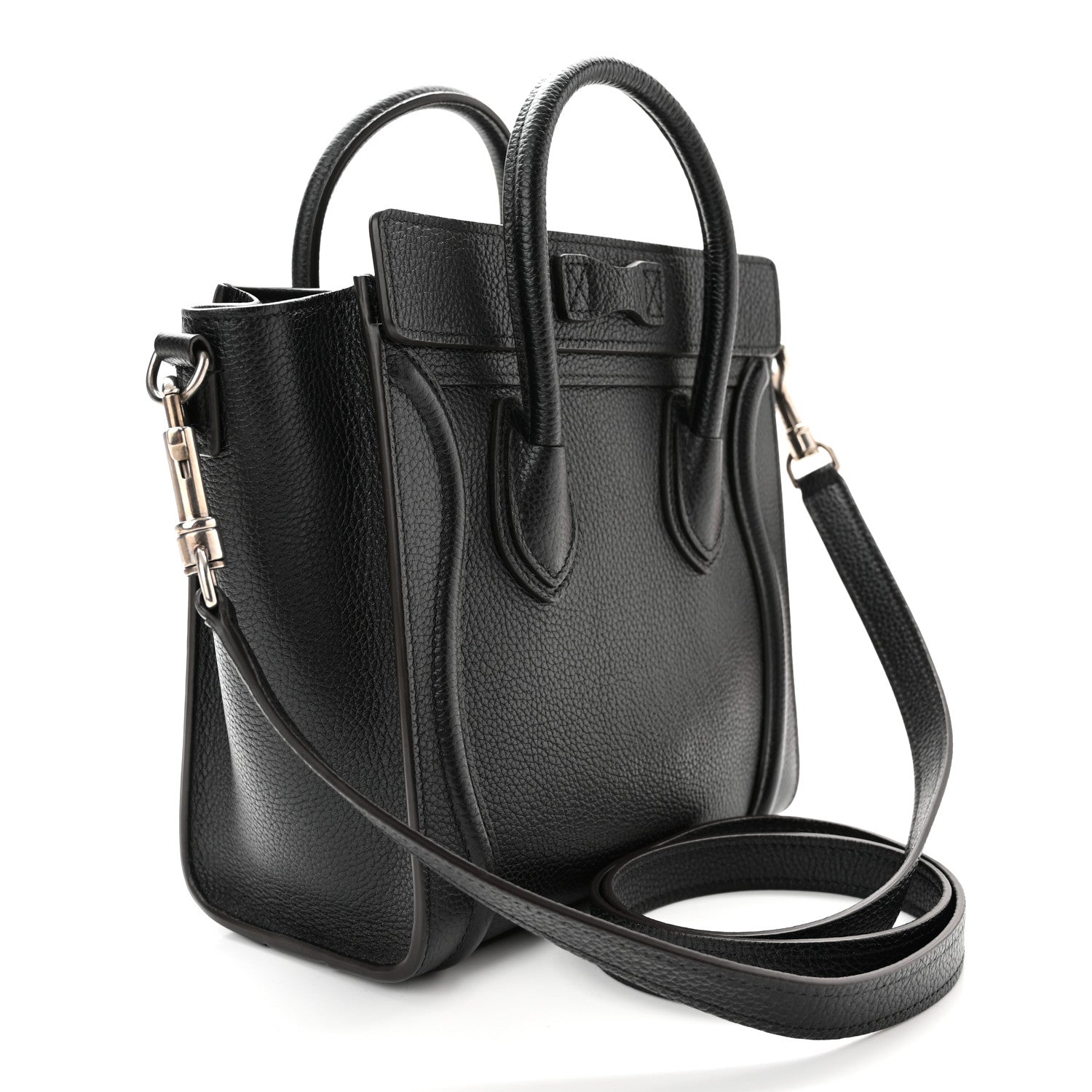 Celine Drummed Calfskin Nano Luggage Black 3 of 9