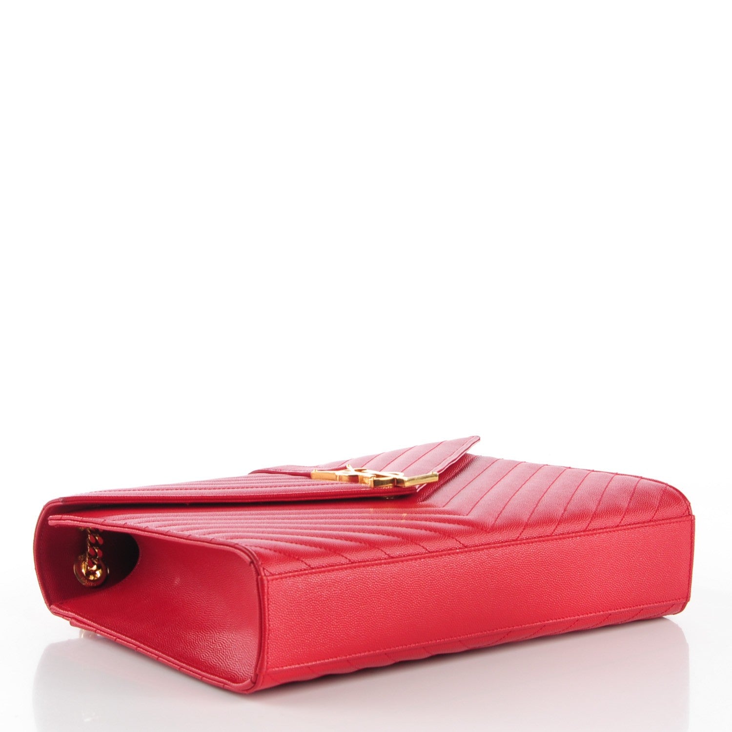 Saint Laurent Grain De Poudre Matelasse Chevron Large Monogram Satchel Lipstick Red 4 of 8